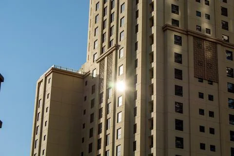 Modern Skyscraper Reflecting Sunlight Stock Photos