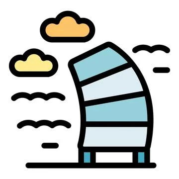 Modern skyscraper rising against a cloudy sky, showcasing innovative architec Stock Illustration