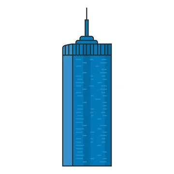 Modern skyscraper with rounded facade and antenna on top. Tall city tower i.. Ilustración de archivo