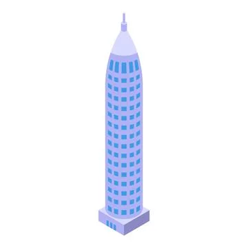 Modern skyscraper towering over city skyline in isometric view Stock Illustration
