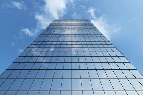Modern skyscraper under blue sky with clouds Stock Illustration