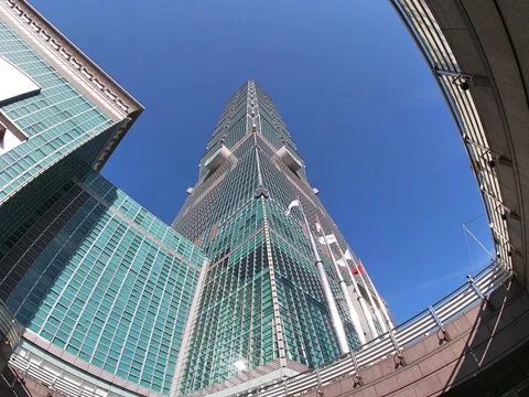Modern Skyscraper Viewed from Below in Taipei, Taiwan (4 Jan 2020) Stock Footage 344689503