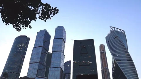Modern skyscrapers on a background of the cloudless sky Stock Footage 69172450