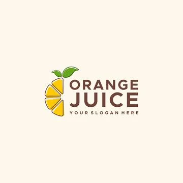 Modern slice ORANGE JUICE leaf fruit Logo design Stock Illustration