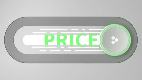 Modern slider interface element and PRICE text, 3D rendering Illustrazione stock