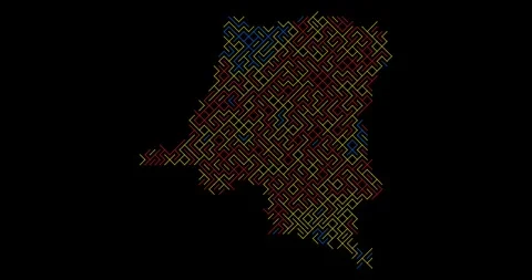 Modern Sliding Elements Reveal Democratic Republic Congo Map Stock Footage 323446895