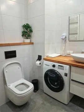 Modern small bathroom interior design Stock Photos