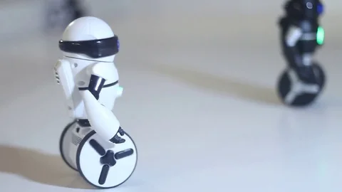 Modern small robots on wheels Stock Footage 81785338