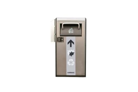 Modern smart bin isolated on white background. Waste collection Stock Photos
