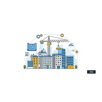 Modern smart city construction and digital urban development concept Stock Illustration