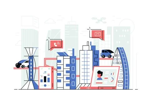 Modern smart city Ilustración de archivo