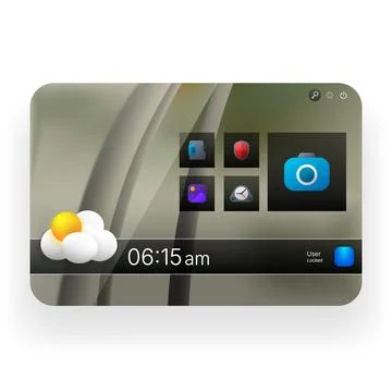 Modern smart device home screen UI with widgets display Stock Illustration