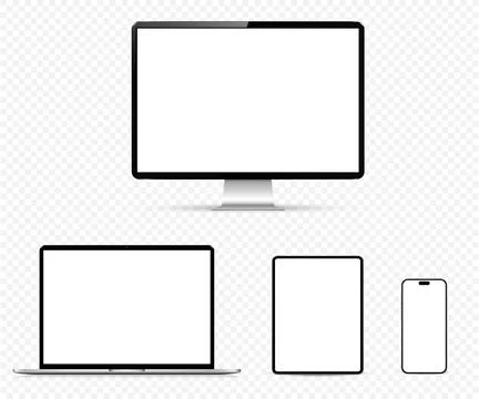 Modern smart devices with blank screen isolated on transparent background イラスト素材