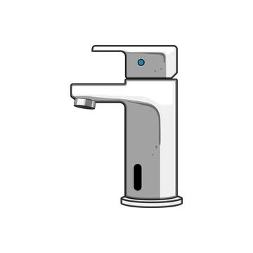 Modern smart faucet detecting motion for water saving Stock Illustration