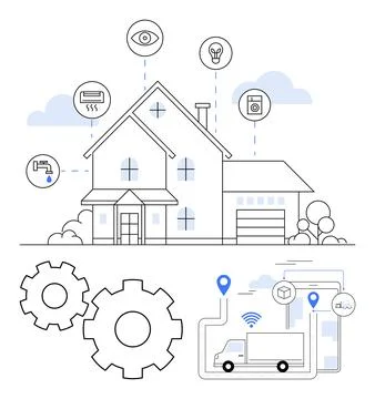 Modern Smart Home System Connecting Various Devices for Efficient Automatio.. イラスト素材