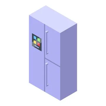 Modern smart refrigerator with touchscreen display panel isometric view Stock Illustration
