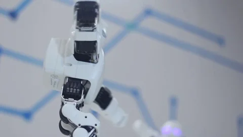 Modern smart robot dances beautifully Stock Footage 81786996