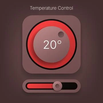 Modern Smart Temperature Control Interface With Red Neon Dial Stock Illustration
