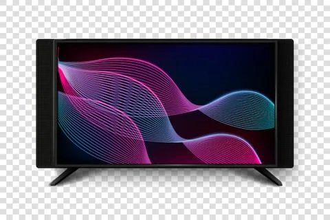Modern smart TV set 3d vector illustration. Isolated realistic icons on Illustrazione stock