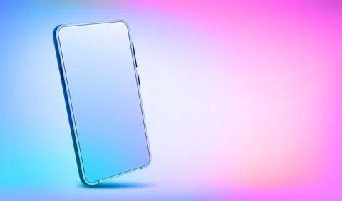 Modern smartphone with blank screen. 3d vector illustration with holographic  Stock Illustration