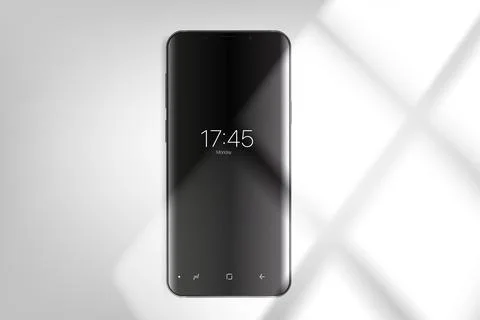 Modern smartphone on bright background with window light. 3d vector mockup Illustrazione stock