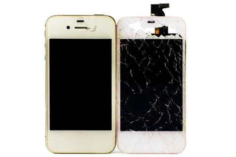 Modern smartphone with broken screen Stock Photos