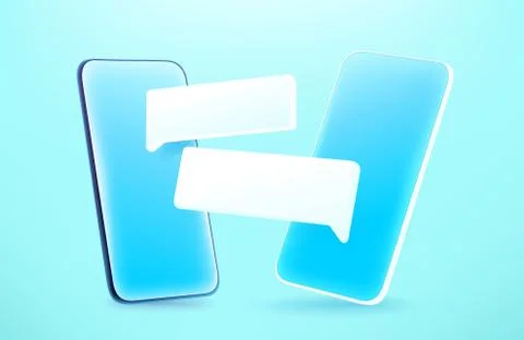 Modern smartphone with chat frames. 3d comic style editable vector illustrati Illustrazione stock