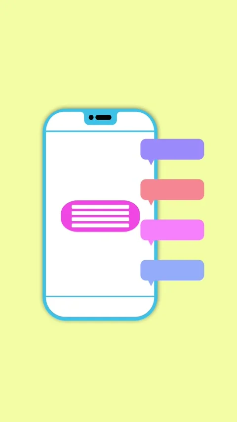 Modern Smartphone with Colorful Chat Boxes for Vertical Social Media Video Stock Footage 326980951