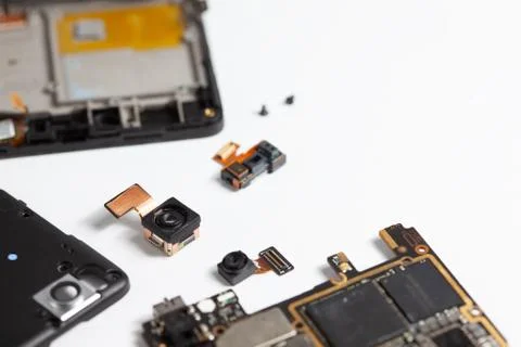 Modern smartphone components background Stock Photos