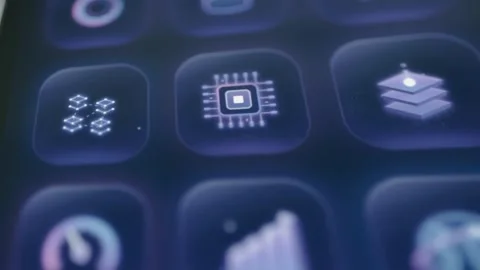 Modern smartphone dashboard presents processor Stock Footage 342487925