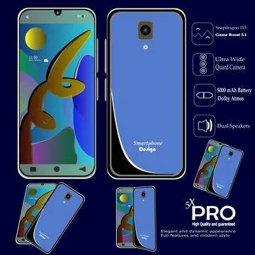 Modern Smartphone Design with Color Screen, and Premium Technology Features Illustrazione stock