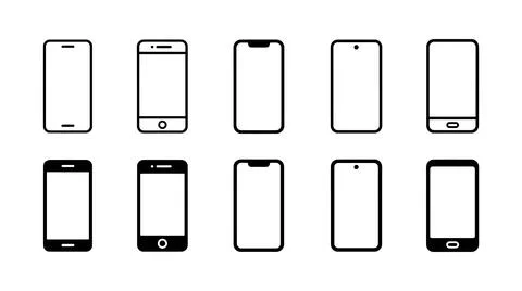 Modern Smartphone Device Frame and Mobile Screen Mockup Icon Set イラスト素材