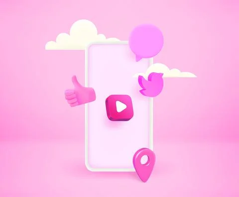 Modern smartphone with different mobile applications icons. 3d vector illustr Stock-Illustration