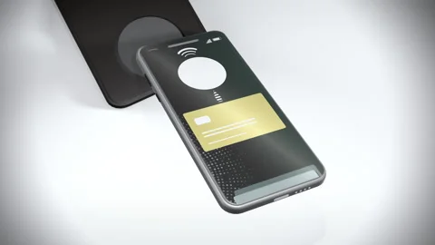 Modern smartphone displaying a failed wireless payment with red error symbol Stock Footage 328699131