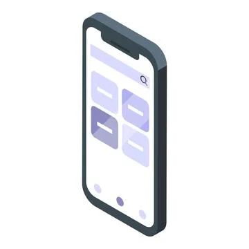 Modern smartphone displaying search engine results page with apps in backgrou Illustrazione stock