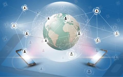 Modern  smartphone global network connection technology concept Stock Illustration