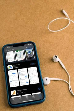 Modern smartphone with a Google Ads logo displayed on the screen. Stock Photos