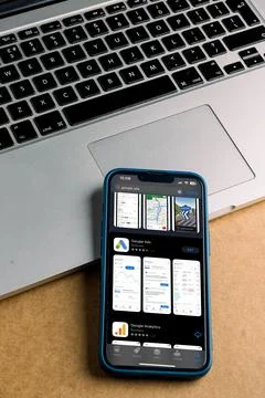 Modern smartphone with a Google Ads logo displayed on the screen. Stock Photos