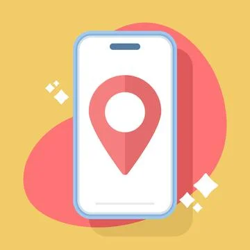 Modern smartphone with a GPS location pointer Stock Illustration