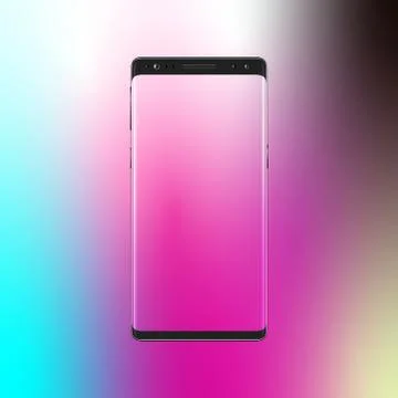 Modern smartphone on gradient background. Mobile phone with abstract colorful Stock Illustration