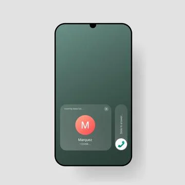 Modern smartphone incoming call interface with slide answer interaction 库存插图