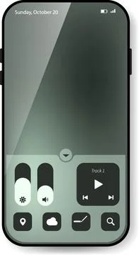 Modern Smartphone Interface With Control Center And Minimalist Widgets Stock Illustration