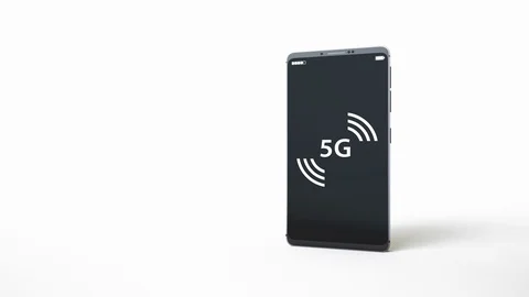 Modern smartphone isolated on white background, 5g symbol on screen. 動画素材 117148394