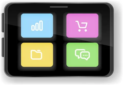 MODERN SMARTPHONE MENU INTERFACE WITH COLORFUL ICONS FOR EASY NAVIGATION 스톡 일러스트