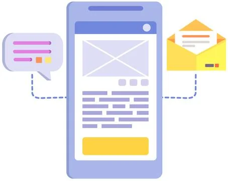 Modern smartphone with messenger app window. Chatting and messaging. SMS Stock Illustration