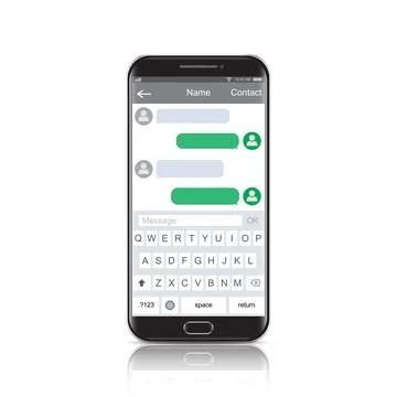 Modern smartphone with messenger app window. Chatting and messaging. SMS me.. Stock Illustration