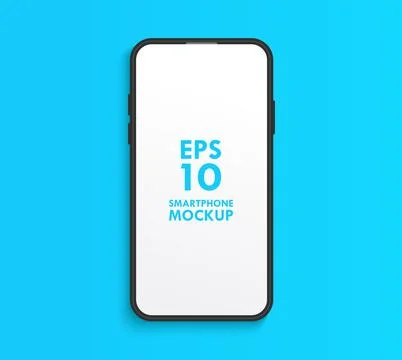 Modern Smartphone Mobile Device White Display Black Vector Mockup Template Stock Illustration