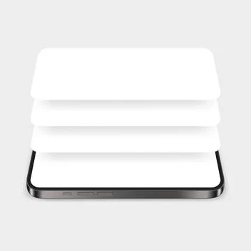 Modern Smartphone Mock Up With Blank App Screens, Perspective View Stock Illustration