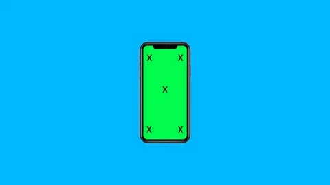 Modern smartphone mock up with green screen and tracking points. Rotating phone  Stock Footage 108620216