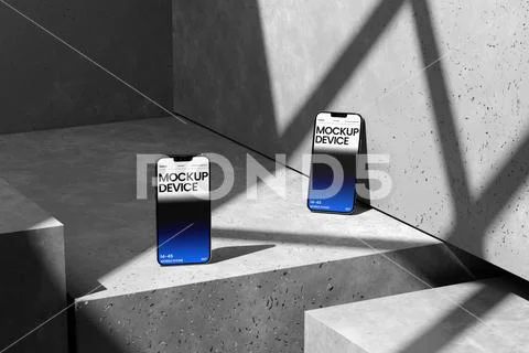 Modern Smartphone Mockup on Concrete Background PSD Template